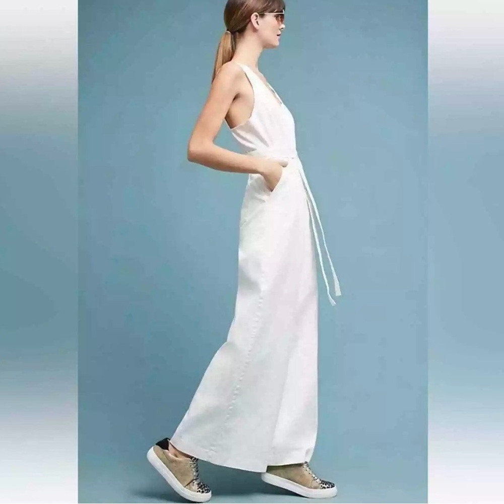 Anthropologie White Wide Leg Jumpsuit - Picture 3 of 5